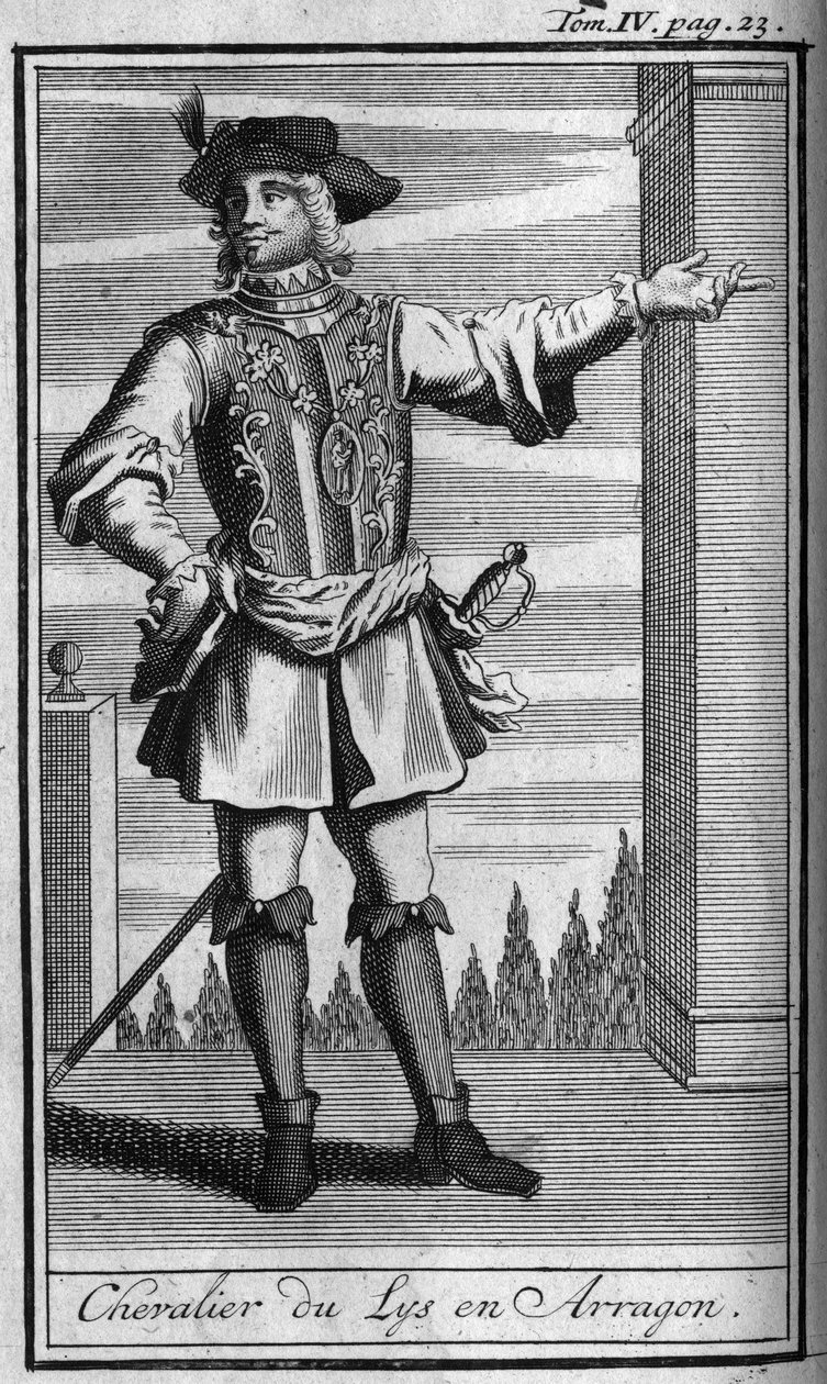 Orders of Chivalry. Knight of the Order of Lily in Arragon in the 15th century In “” History of military orders or knights, of the seculieres and regulars militias of both sex, which have been established so far. Edition taken from Abbe Giustiniani, R.P.Bo av Unknown artist