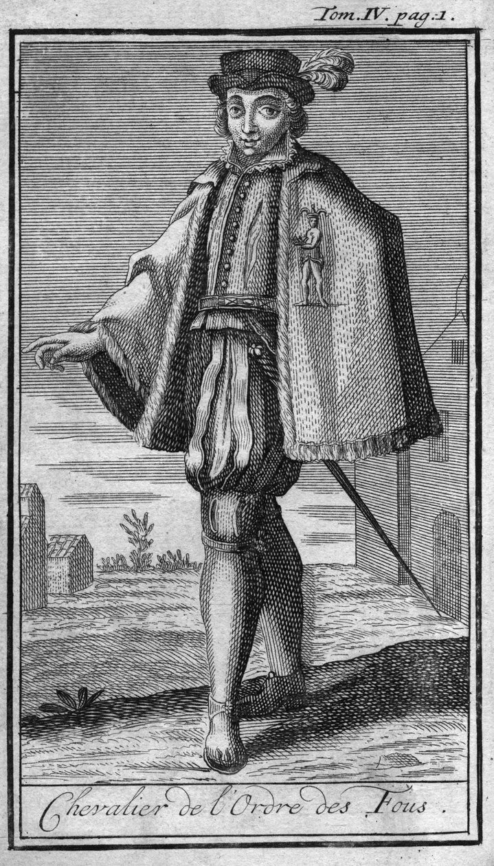 Orders of Chivalry. Knight of the Order of the Fools. In “” History of military orders or knights, of the secure and routine militias of both sexes, which have been established so far. Edition taken from Abbe Giustiniani, R.P.Bonani, M. Herman, Schoonebeek av Unknown artist