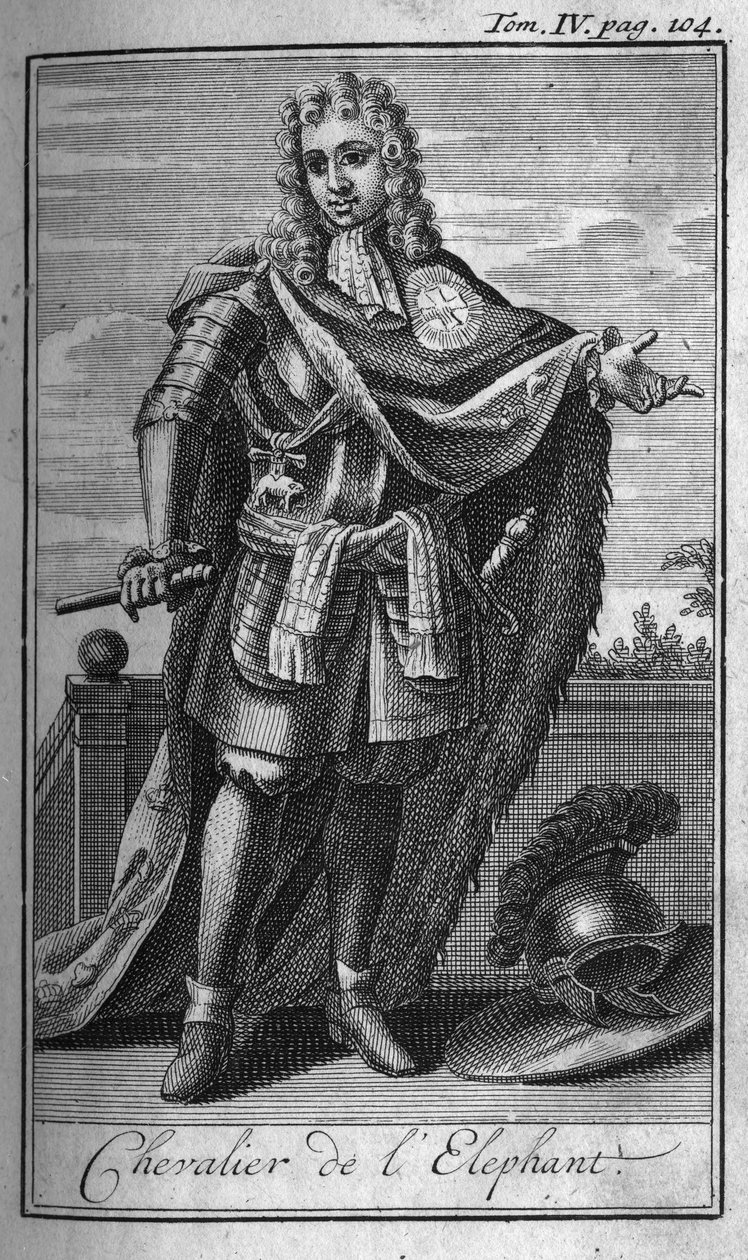 Orders of Chivalry. Knight of the elephant in Denmark in the 15th century. In “” History of military orders or knights, of the secure and routine militias of both sexes, which have been established so far. Edition taken from Abbe Giustiniani, R.P.Bonani, M av Unknown artist