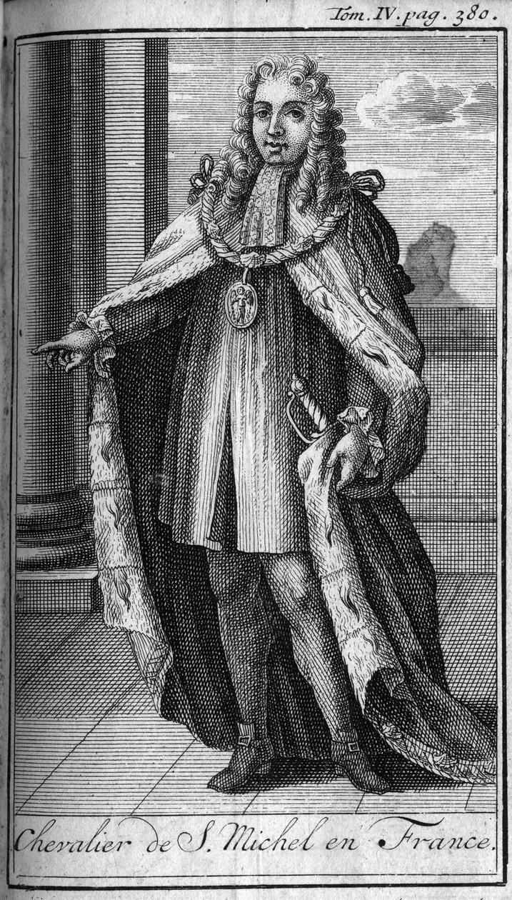 Orders of Knight.Chevalier de Saint Michel in France in the 15th century. In “” History of military orders or knights, of the seculieres and regulars militias of both sexes, which have been established so far. Edition taken from Abbe Giustiniani, R.P.Bonan av Unknown artist