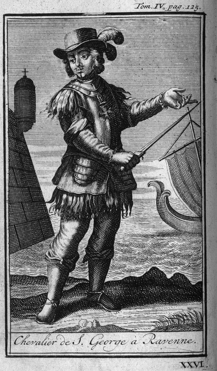 Orders of Knight.Knight of St. George to Ravenna (Ravenna) in Italy in the 16th century. In “” History of military orders or knights, of the secure and routine militias of both sexes, which have been established up to the present. Edition taken from Abbe G av Unknown artist