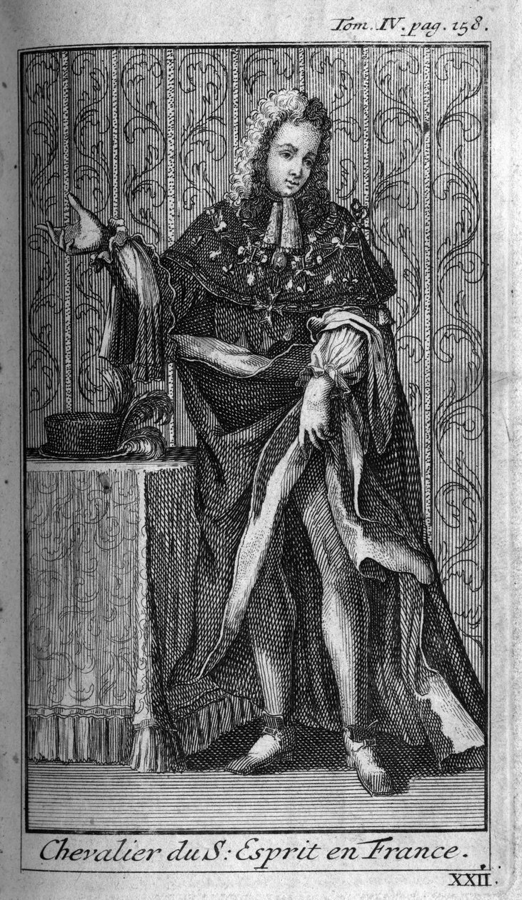 Orders of Knight.Knight of the Holy Spirit (Order of the Holy Spirit) in France in the 16th century. In “” History of military orders or knights, of the secure and routine militias of both sexes, which have been established up to the present. Edition taken av Unknown artist