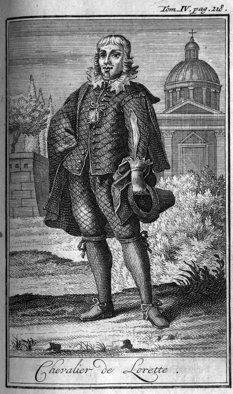 Ridderordener. Chevalier de Lorette i Frankrike på 1500-tallet. I "" Historien om militære ordrer eller riddere, om sikre og rutinemessige militser av begge kjønn, som har blitt etablert så langt. Utgave hentet fra Abbe Giustiniani, R.P.Bonani, M. Her av Unknown artist