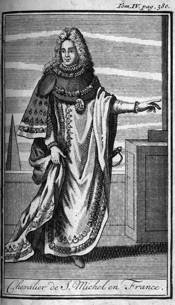 Orders of Knight. Chevalier de Saint Michel in France in the 15th century. In “” History of military orders or knights, of the secure and routine militias of both sexes, which have been established so far. Edition taken from Abbe Giustiniani, R.P.Bonani, M av Unknown artist