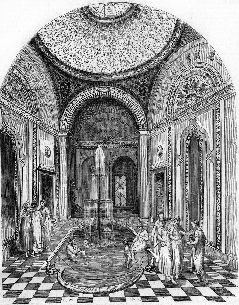 Orientalske bad i Bude, Ungarn: Roserommet. av Unknown artist