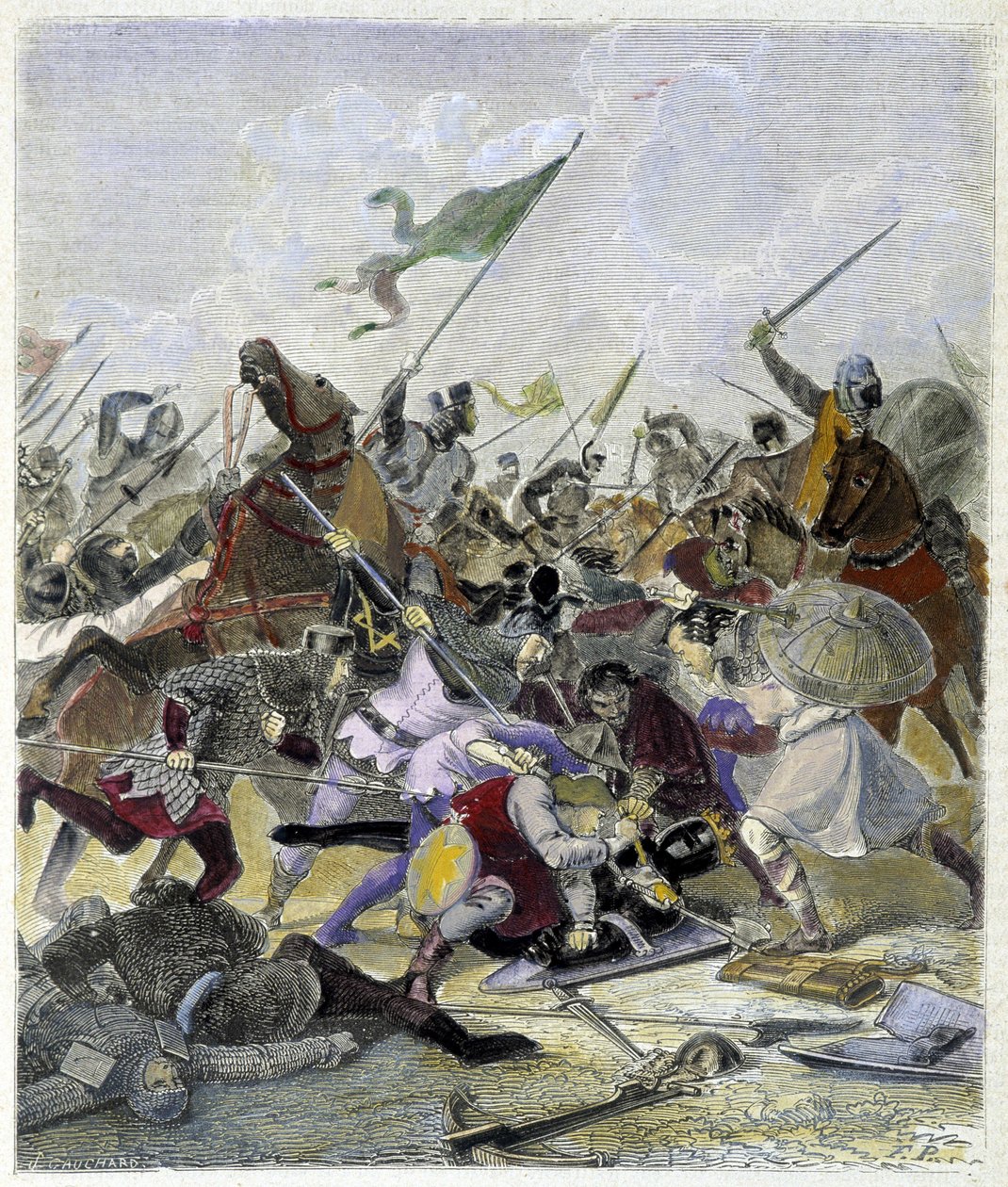 Othon 1er (912-973) overrasket av opprørerne i Roma - i «Histoire des popes», av Maurice Lachatre av Unknown artist