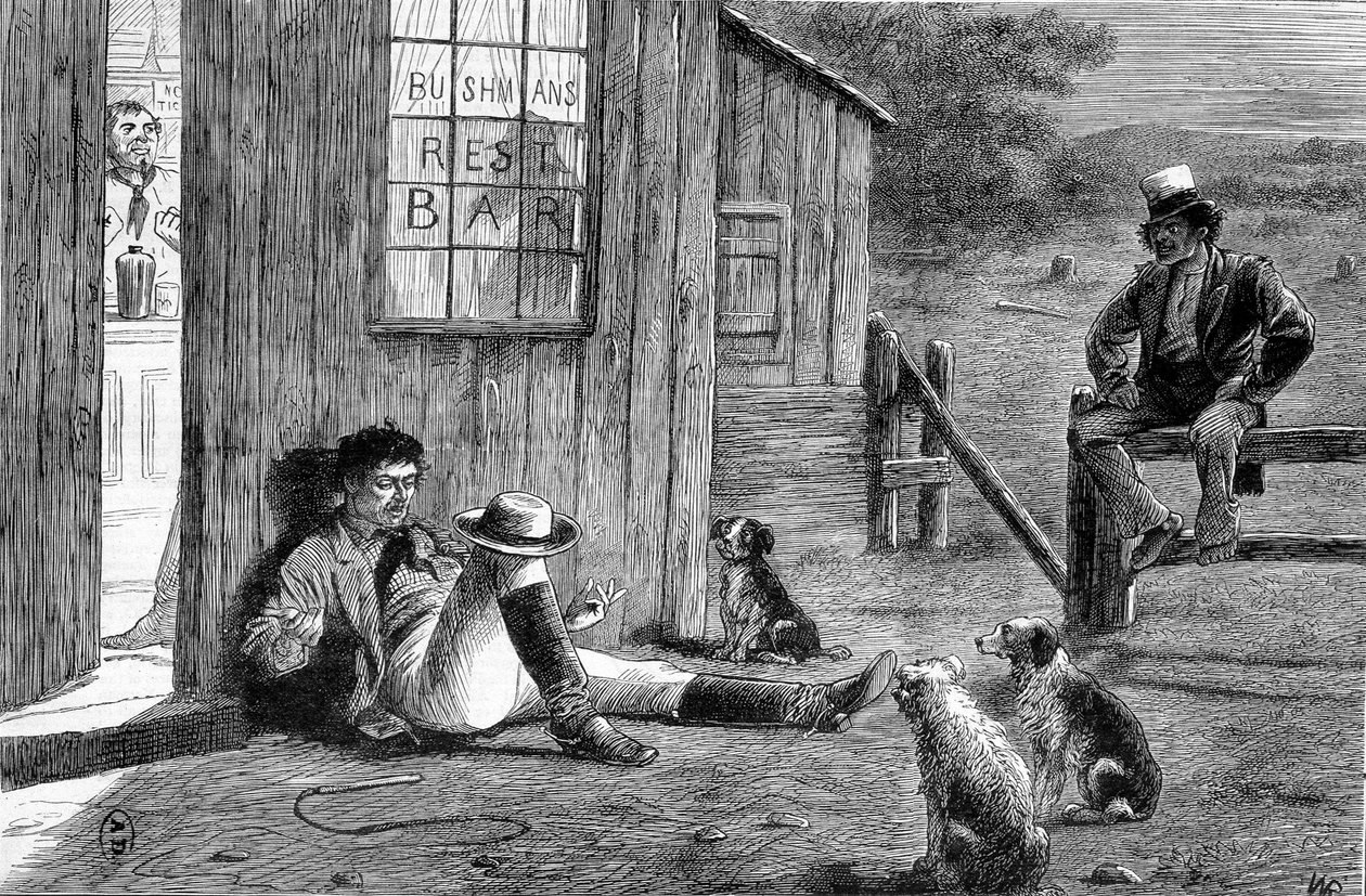 Utenfor en bush-taverna i Australia av Unknown artist