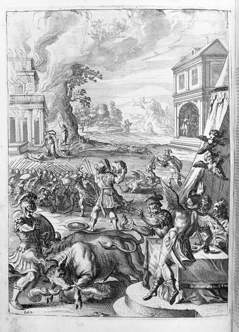 Ovid (Ovidius) - illustrasjon til bok 15 - (P. Ovidii Nasonis Metamorphose libri XV um notis TH. Farnabii.) notat av Thomas Farnaby (Farnabia) (1575-1647) av Unknown artist
