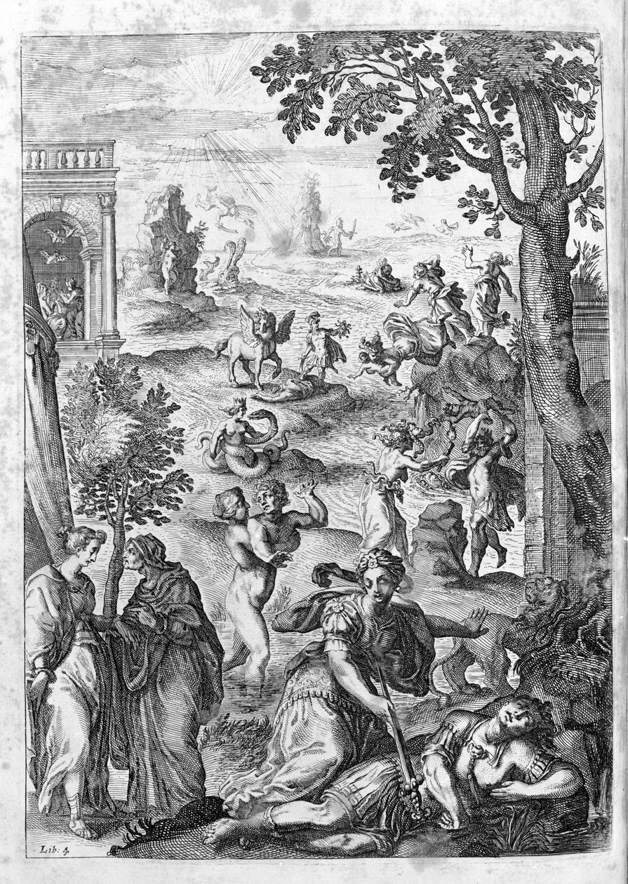 Ovid (Ovidius) - illustrasjon til bok 15 - (P. Ovidii Nasonis Metamorphose libri XV um notis TH. Farnabii.) notat av Thomas Farnaby (Farnabia) (1575-1647) av Unknown artist