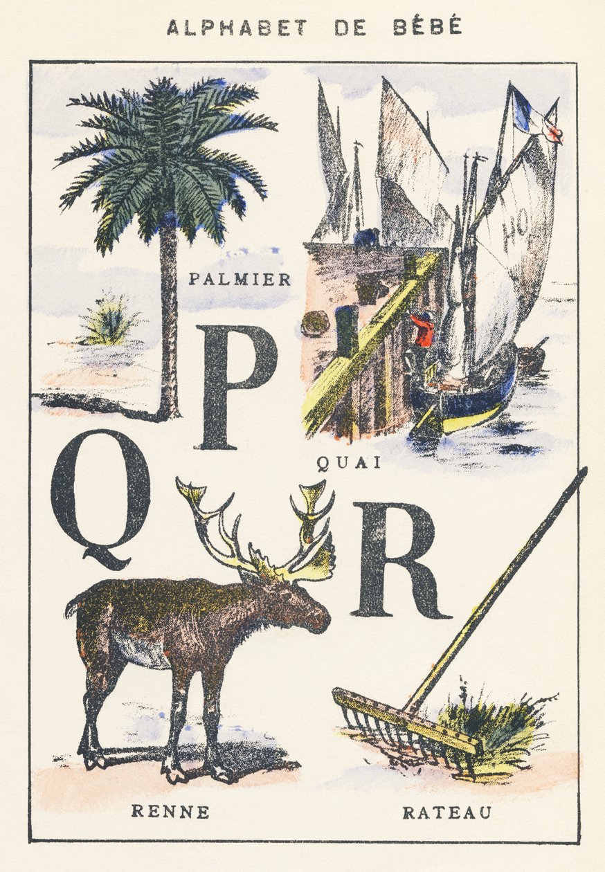 P Q R: palmetre, brygge, reinsdyr, rake av Unknown artist
