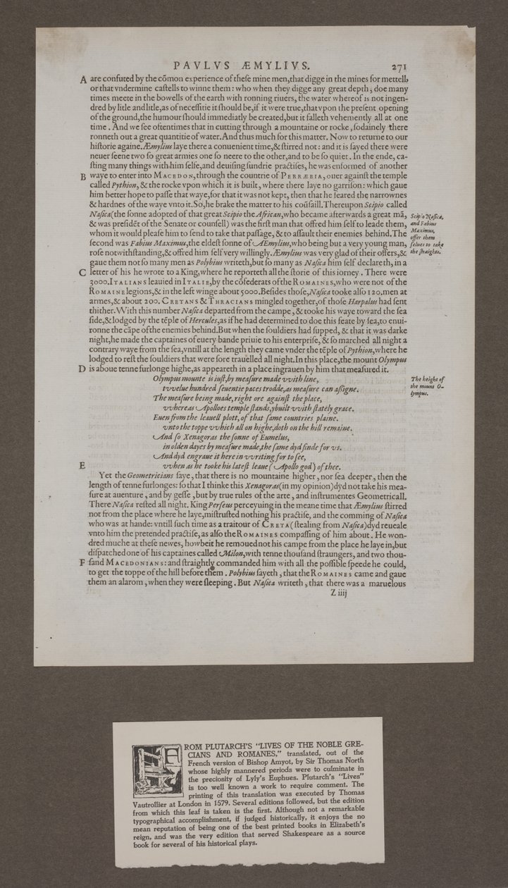 Side 271 fra Plutarchs 'Lives of the Noble Grecians and Romanes' av Unknown artist