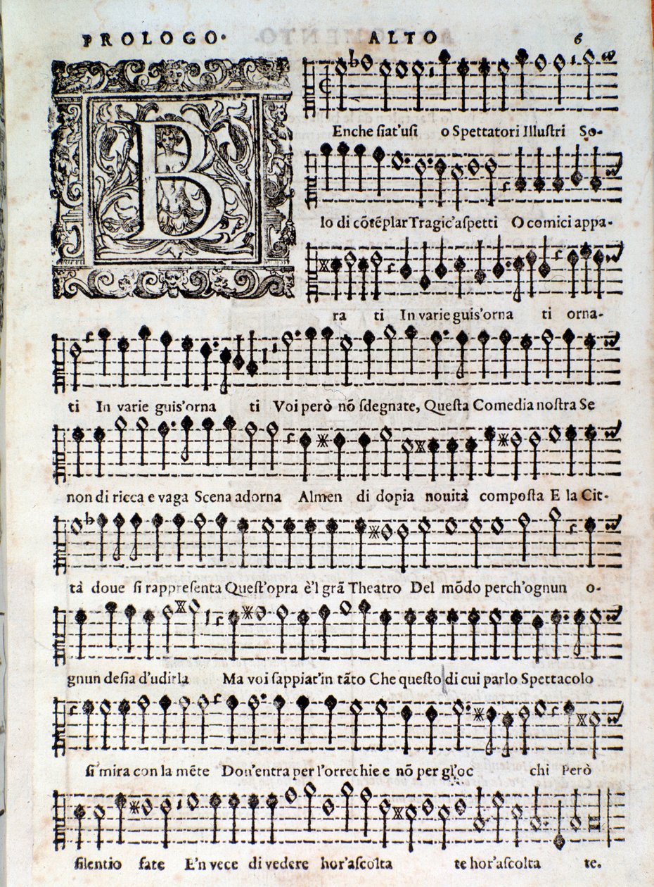 Side fra Amfiparnaso madrigalkomedie av Orazio Vecchi av Unknown artist