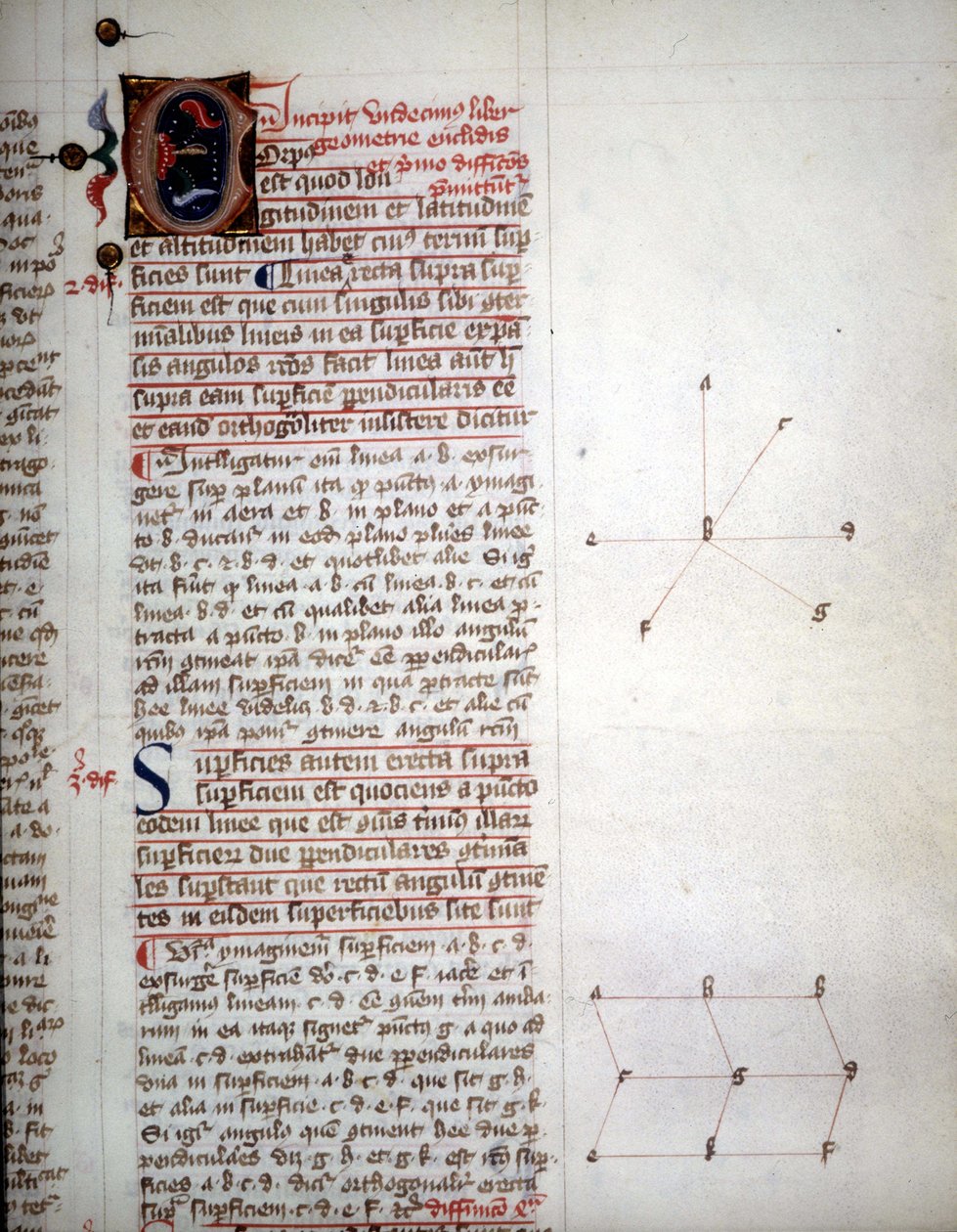Side av et manuskript av ""The Elements of Geometry"" av Euclid, matematiker fra det 3. århundre f.Kr. ¿ av Unknown artist