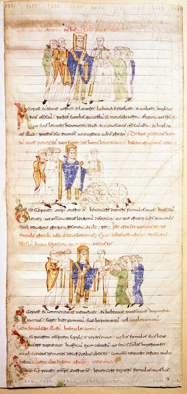 Side av en opplyst bibel (Ms.723-Foglio 138v.) fra begynnelsen av det 12. århundre. Dim. 52,8x38 cm Roma, Biblioteca Casanatense av Unknown artist