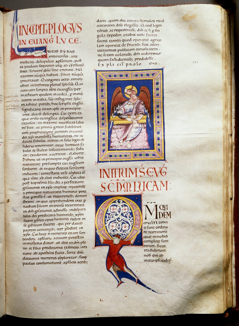 Side av en opplyst bibel (Ms.723-Foglio 162r.) fra begynnelsen av det 12. århundre. Dim. 52,8x38 cm Roma, Biblioteca Casanatense av Unknown artist