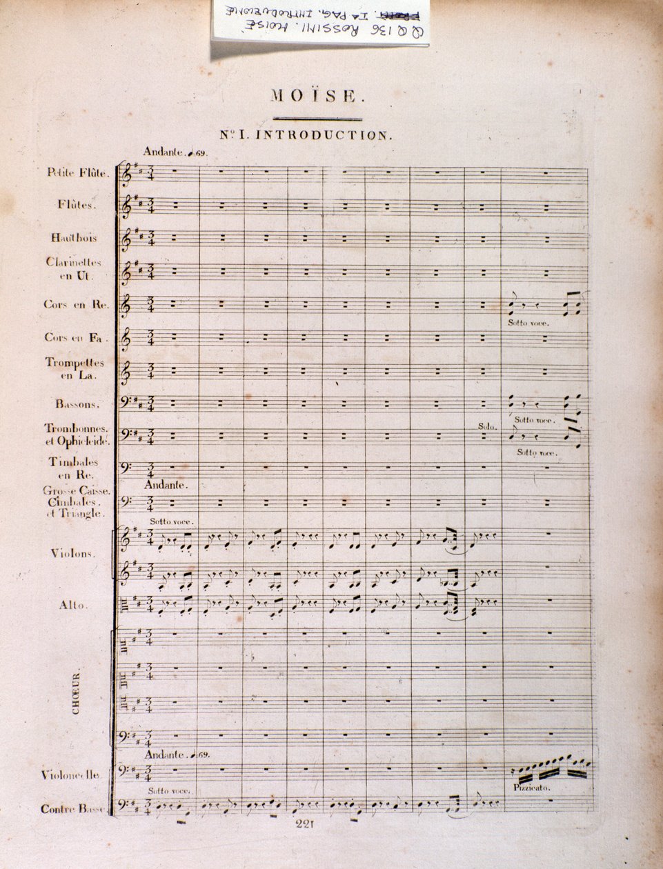 Side med partituret til Moses i Egypt av Gioacchino Rossini av Unknown artist