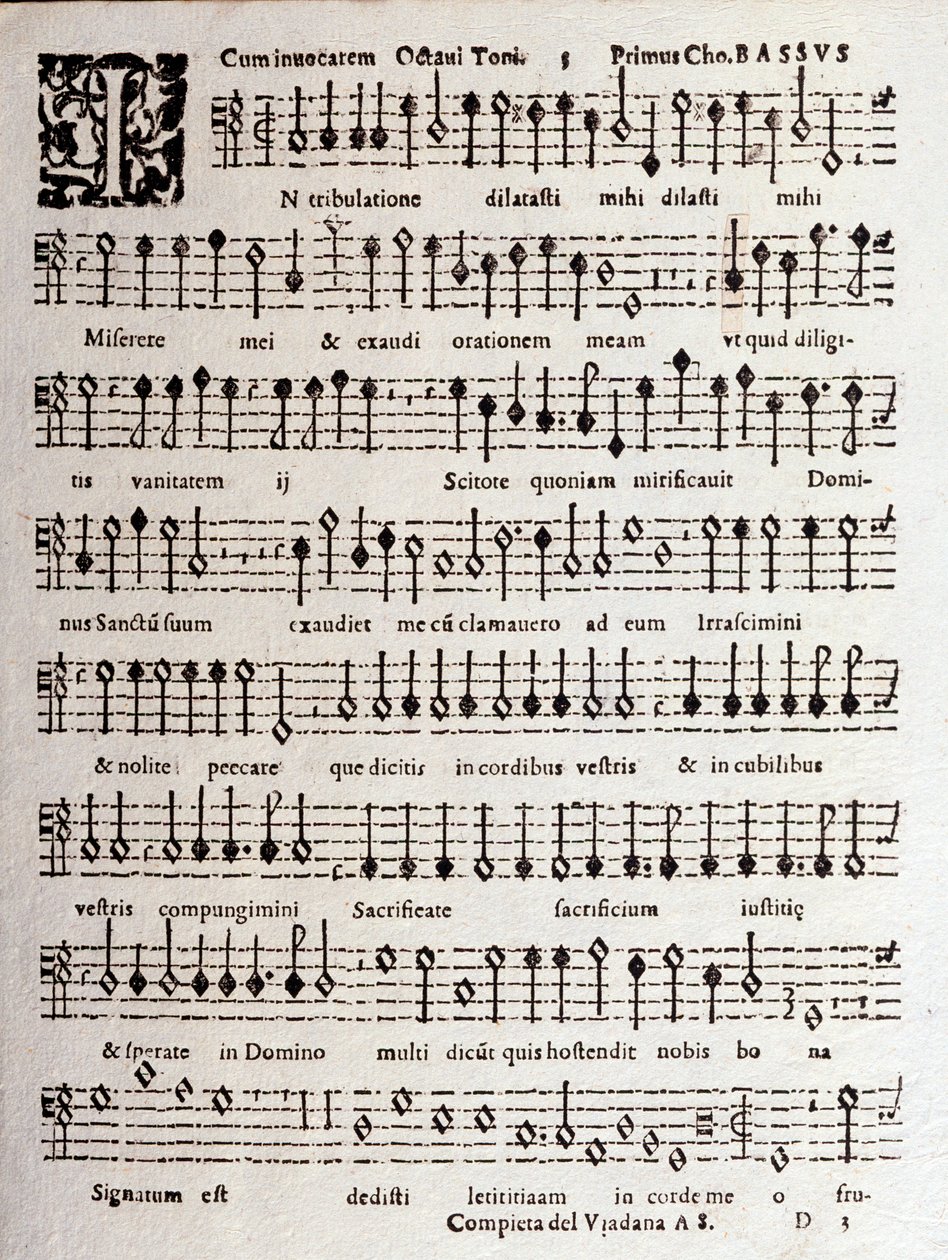 Side med partitur av Psalms (op 16) av Ludovico Viadana av Unknown artist