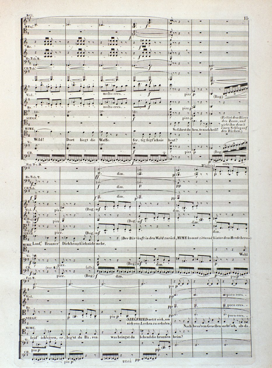 Side med partitur av Siegfried, opera av Wagner av Unknown artist