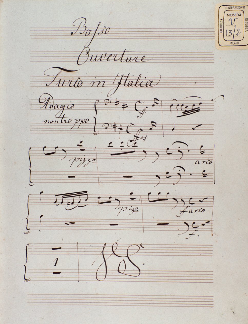 Side med musikalsk partitur av ouverturen til Turken i Italia av Gioacchino Rossini av Unknown artist
