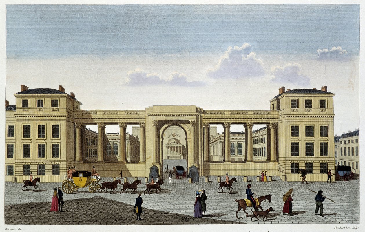 Deputertkammerets palass, rundt 1820 - i "" Views of Paris" av Courvoisier av Unknown artist