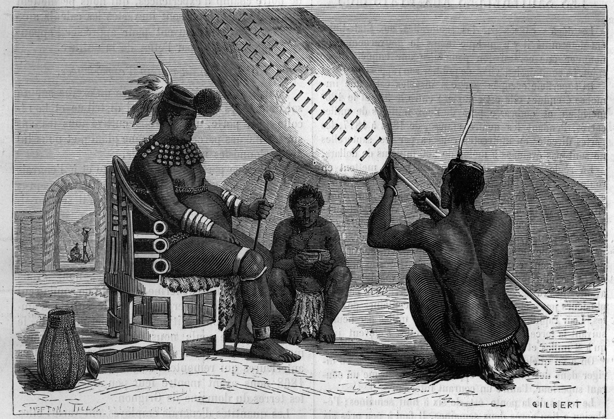 Panda, late king of the Zulu. Engraving in “” La Nature: revue des sciences et de leurs applications aux arts et a l