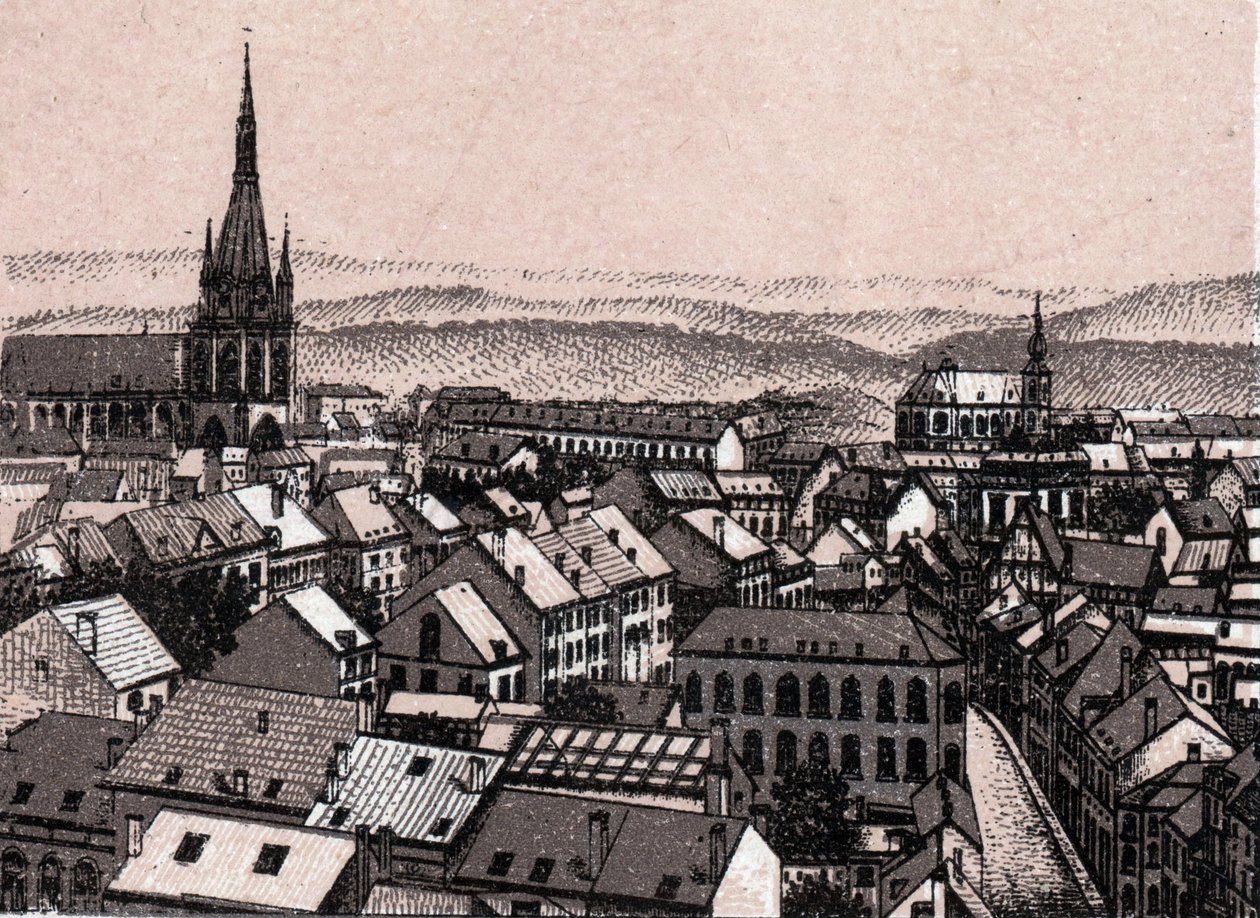 Panorama of Liege in Belgium in “” The world illustrates 168 views”” No date (end 19th century) av Unknown artist