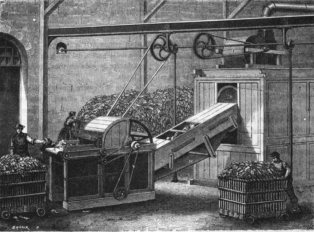 Papirfremstilling på 1800-tallet. av Unknown artist