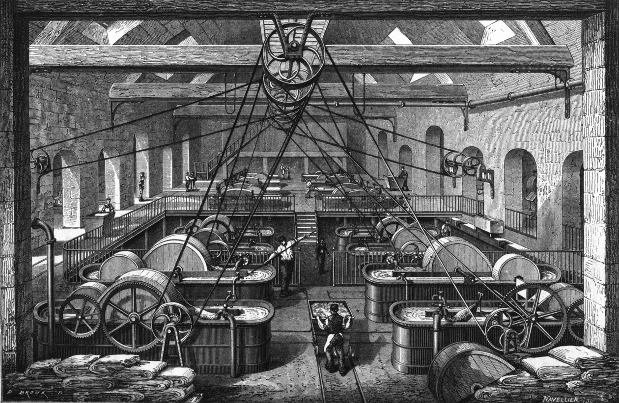 Papirfremstilling på 1800-tallet. av Unknown artist