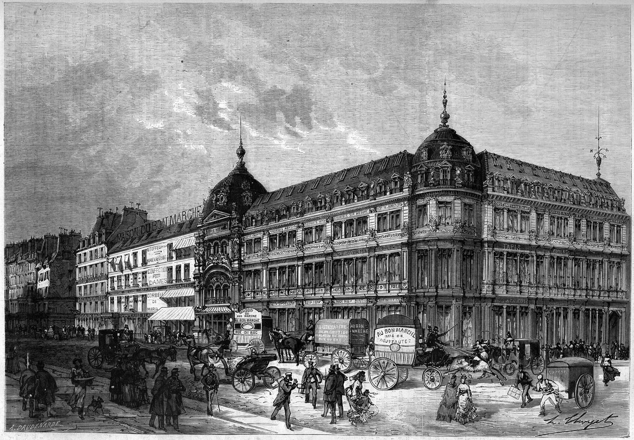 Paris 1872: nye butikker, "Au bon marché"". av Unknown artist