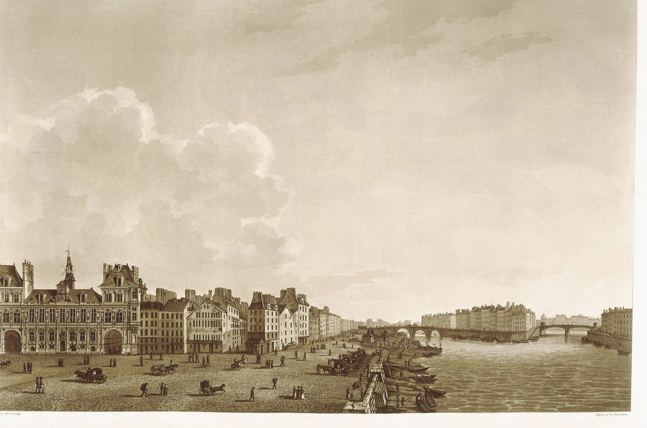 Paris. Rådhuset og Seinen av Unknown artist
