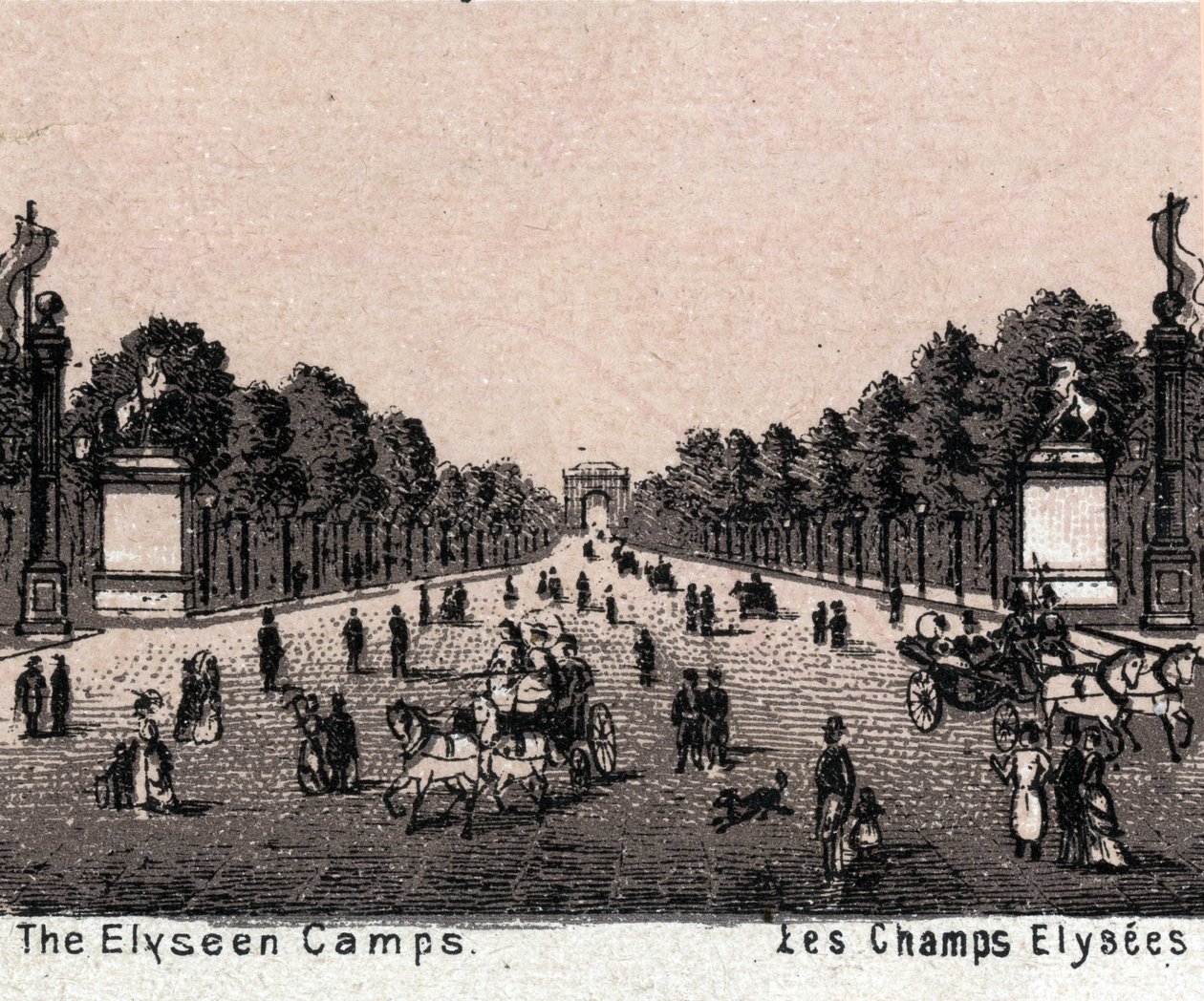 Paris, Frankrike: utsikt over Champs Elysees (Champs-Elysees). i "Verden illustrerer 168 visninger"" Udatert (slutten av 1800-tallet) av Unknown artist