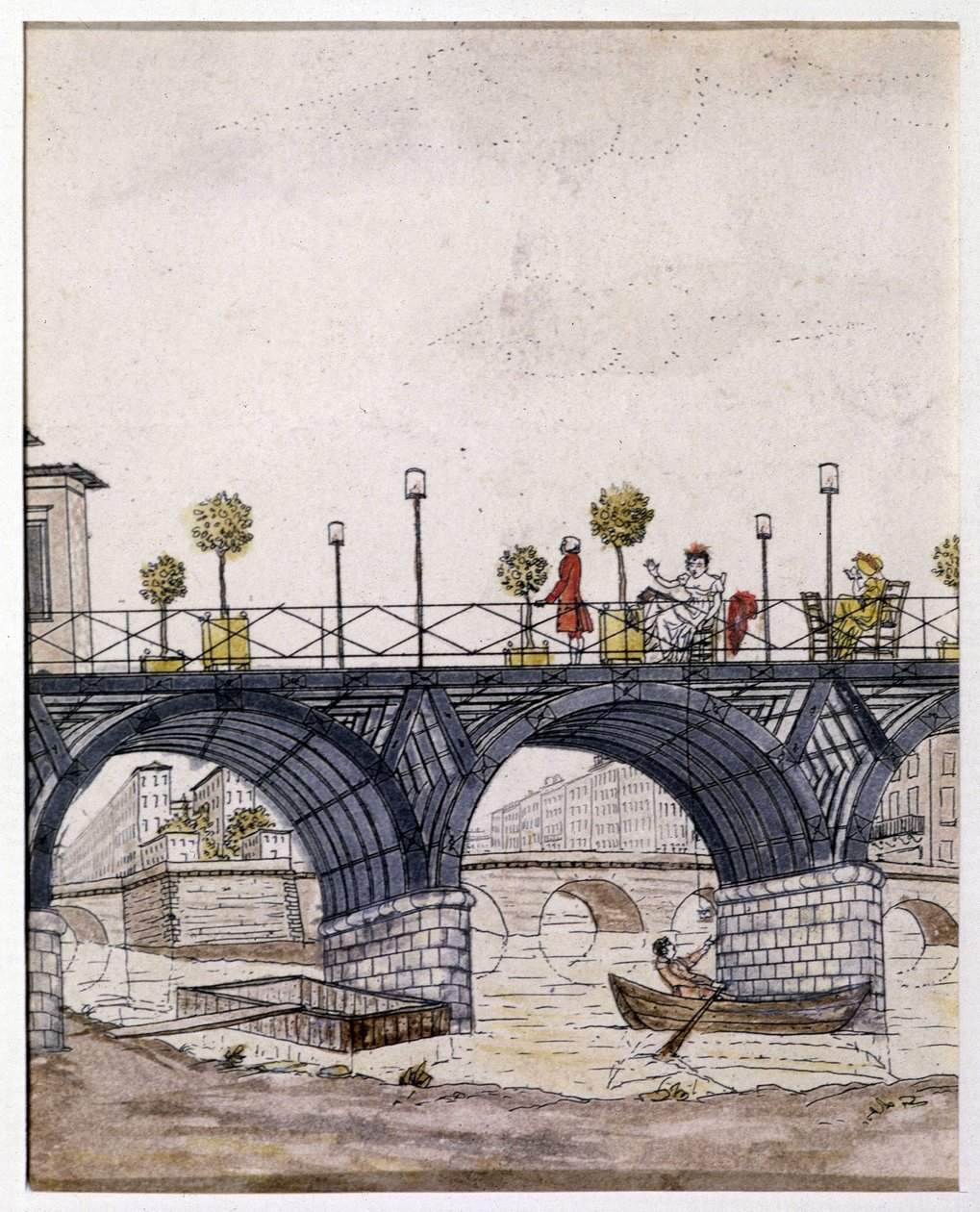 Paris: The Bridge of Arts, på 1800-tallet av Unknown artist