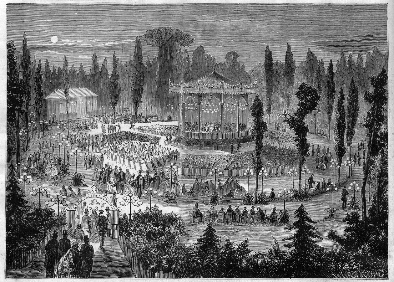 Paris VIIIth arrondissement - avenue des Champs-Elysees (Champs Elysees) - konserter i 1868 av Unknown artist