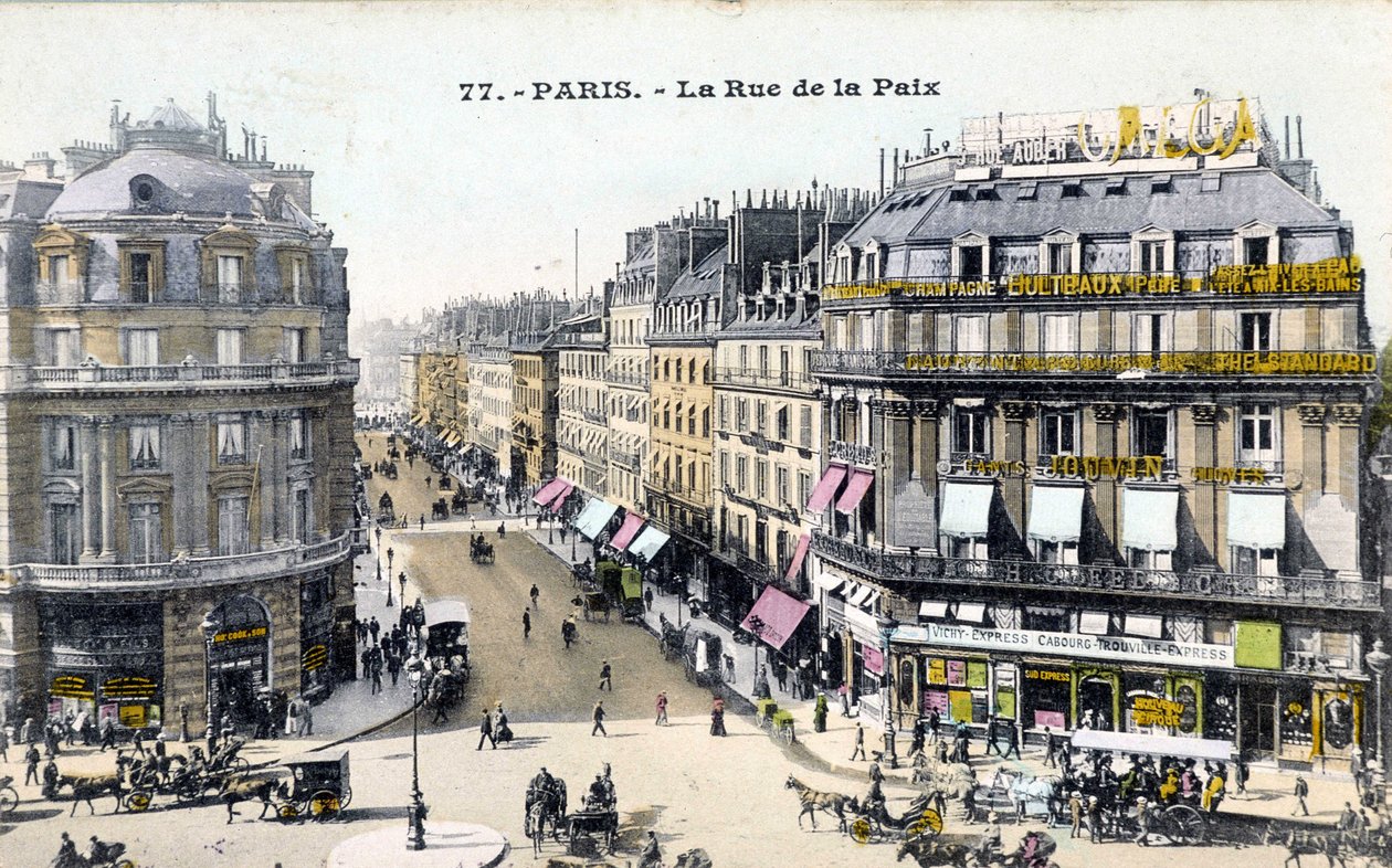Paris: rue de la Paix - Postkort, sent på 1800-tallet av Unknown artist