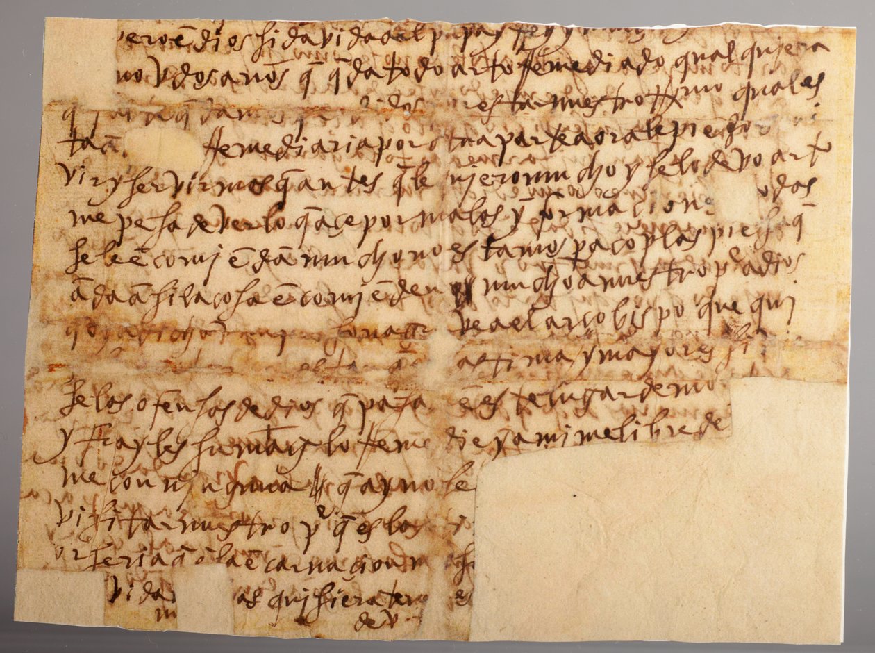 En del av et manuskript. Brev nr. 96 av Saint Teresa til hennes niese, mor María Bautista (brev nr. 96 fra Santa. Teresa, fra Sevilla, til hennes niese, mor María Bautista, som er i Valladolid). Papir. Del 1. 30. november 1575. av Unknown artist
