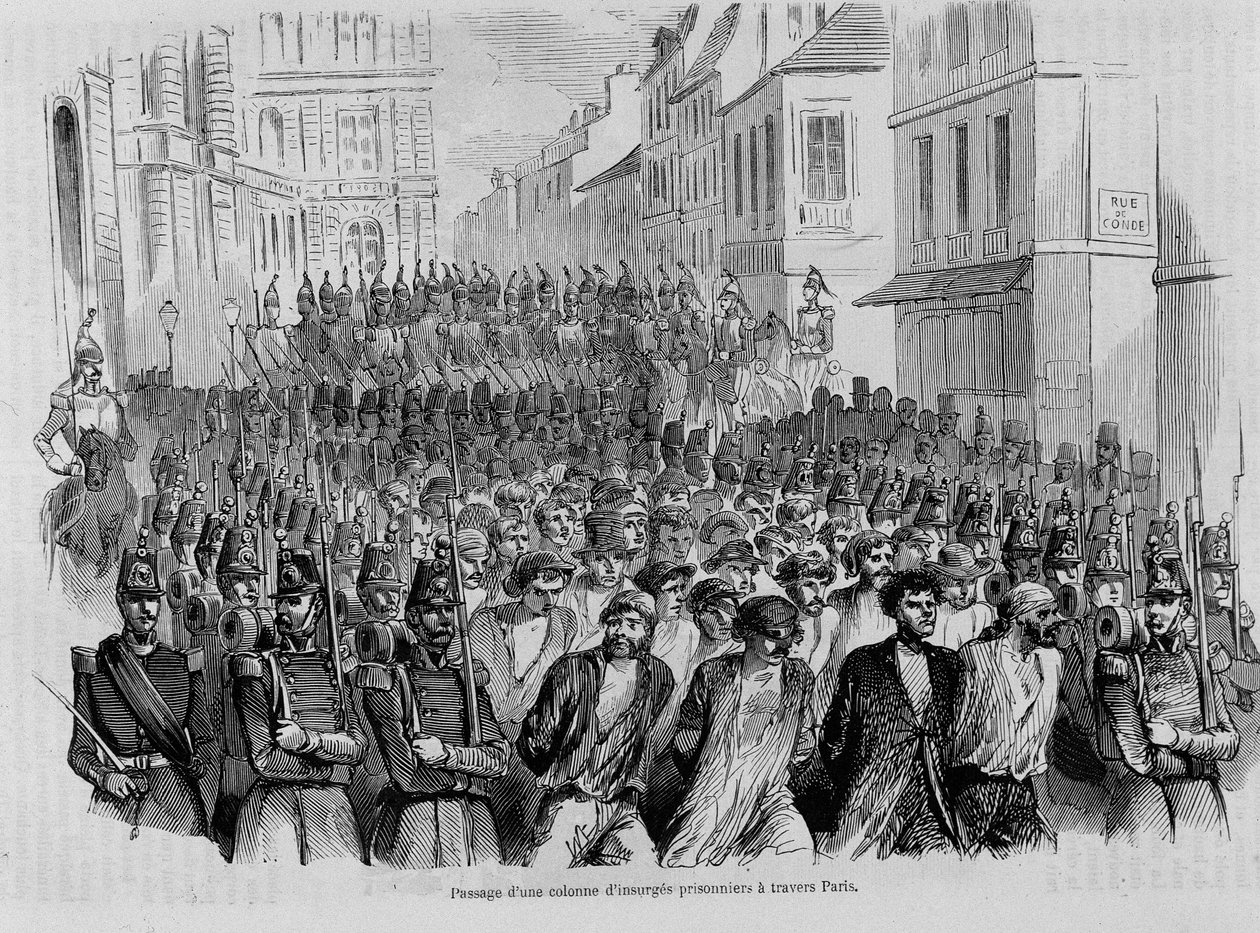 Å passere en kolonne med fangeopprør gjennom Paris, revolusjonen i 1848 av Unknown artist