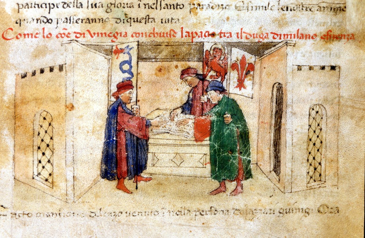 Fred mellom Venezia, hertugen av Milano og Frankrike. av Unknown artist