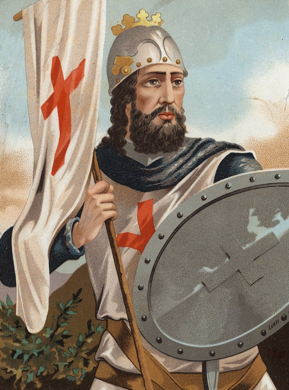 Pelagius av Asturias - Pelage erobreren - Portrett av Pelayo-kongen av Asturias og leder av vestgotene (? , 718 i Cangas, 737). etter kjente menn og kvinner. Barcelona 1877. av Unknown artist