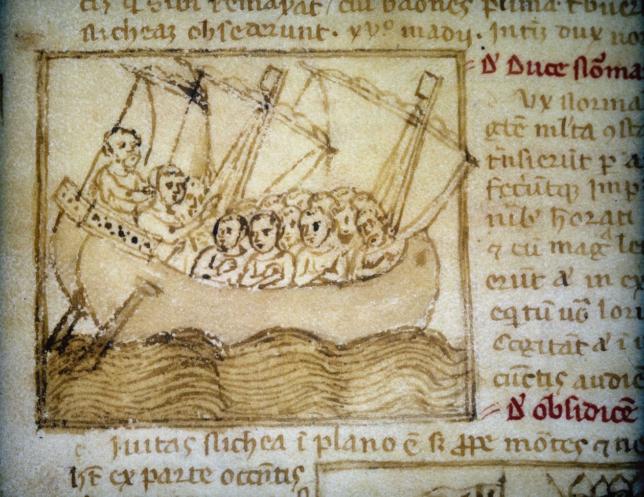 Pelerins på reise til Det hellige land - i "Pilegrimsreisen til det hellige land" av Unknown artist