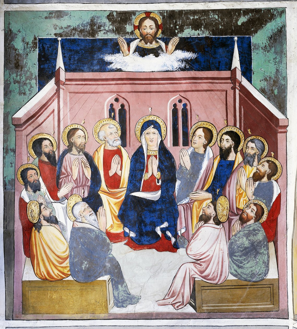 Pinse, Kristi liv (1400-tallet), fresker, St. Sebastian-kapellet, Villard-de-Lans, Rhone-Alpes, Frankrike. av Unknown artist