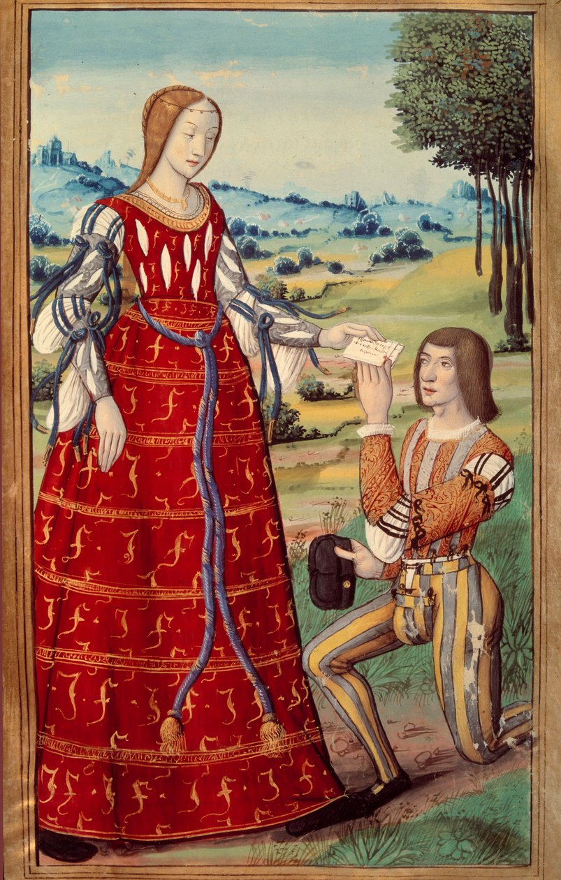 Phedre tar et brev til en miniatyrbudbringer fra en oversettelse av "" L