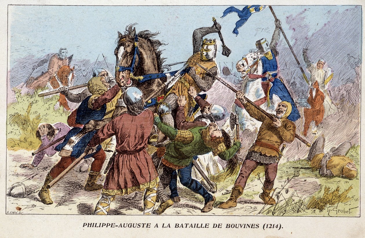 Philippe-Auguste (Philippe Auguste) i slaget ved Bouvines (1214). av Unknown artist