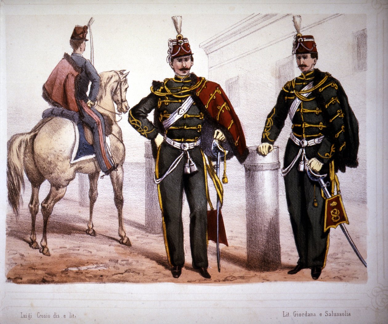 Piacenza Hussars (Italia), kostyme i 1866. av Unknown artist