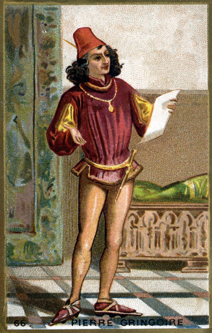 Pierre Gringoire (1475 - 1538), fransk dramatisk poet. 1800-talls kromolitografi. av Unknown artist