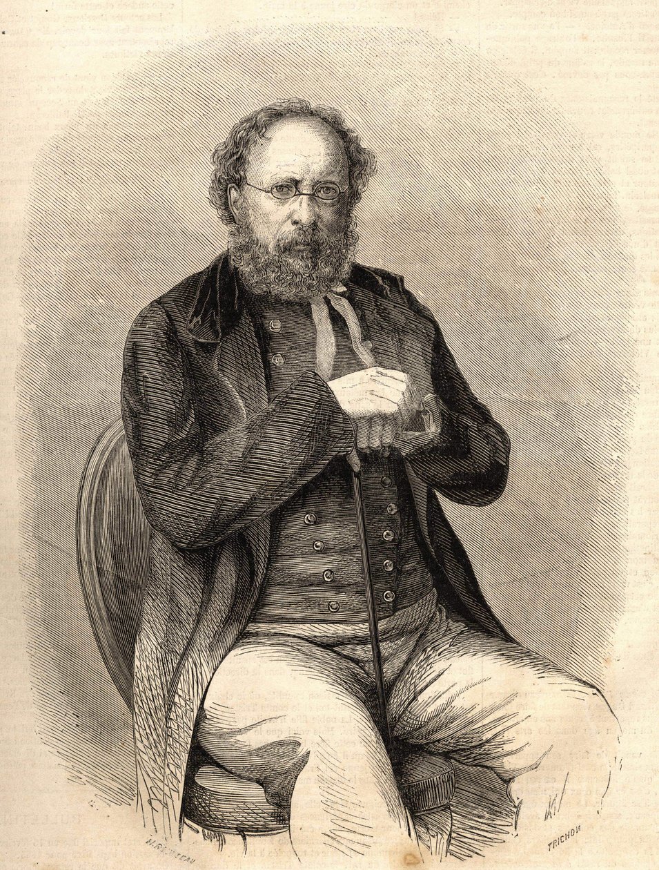 Pierre Joseph Proudhon (1809 - 1865). French socialist theorist, forerunner of anarchism. Engraving from 1865. Bianchetti Collection av Unknown artist