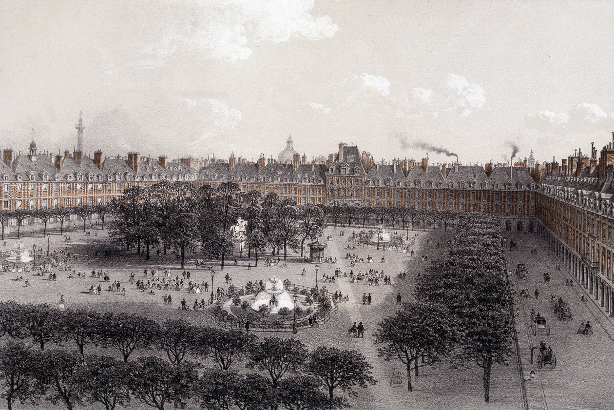 Place Royale (nå Place des Vosges) i Paris på slutten av 1800-tallet. av Unknown artist