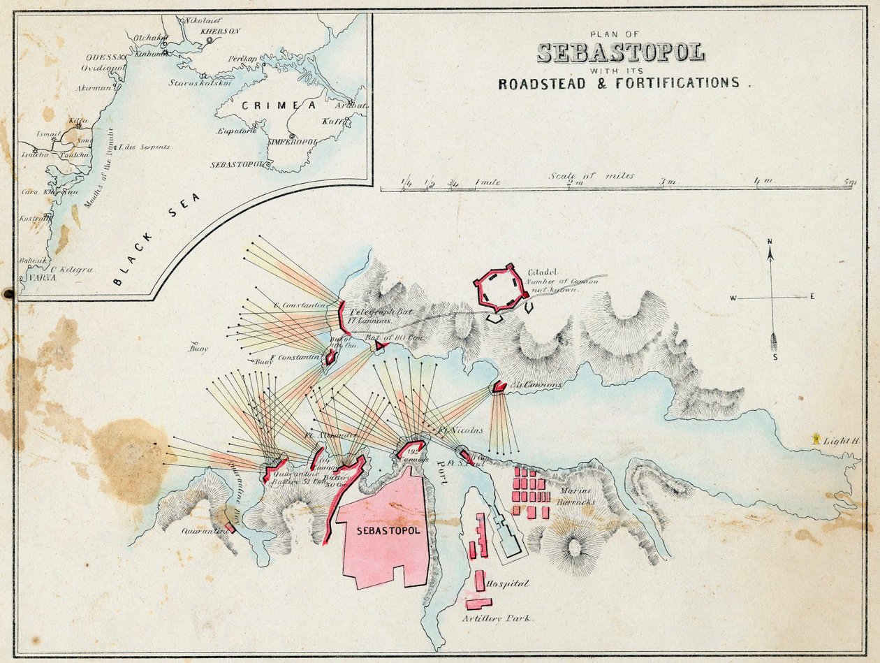 ""Kart over Sevastopol med festningsverk og voller, Krim"" av Unknown