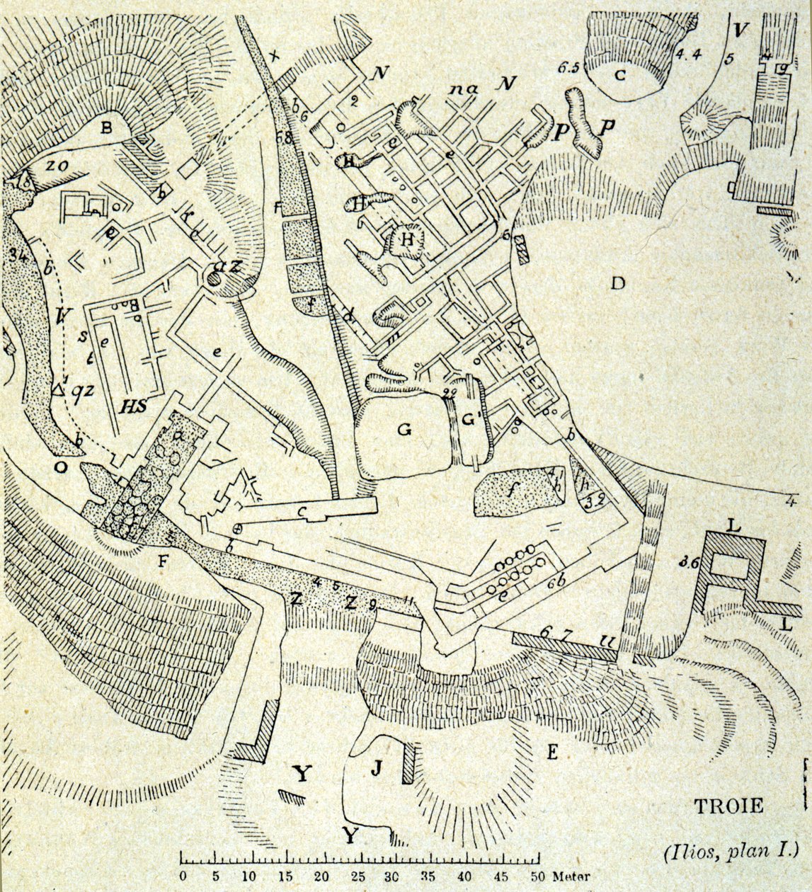 Plan av Troja: Utgraving av Heinrich Schliemann av Unknown artist