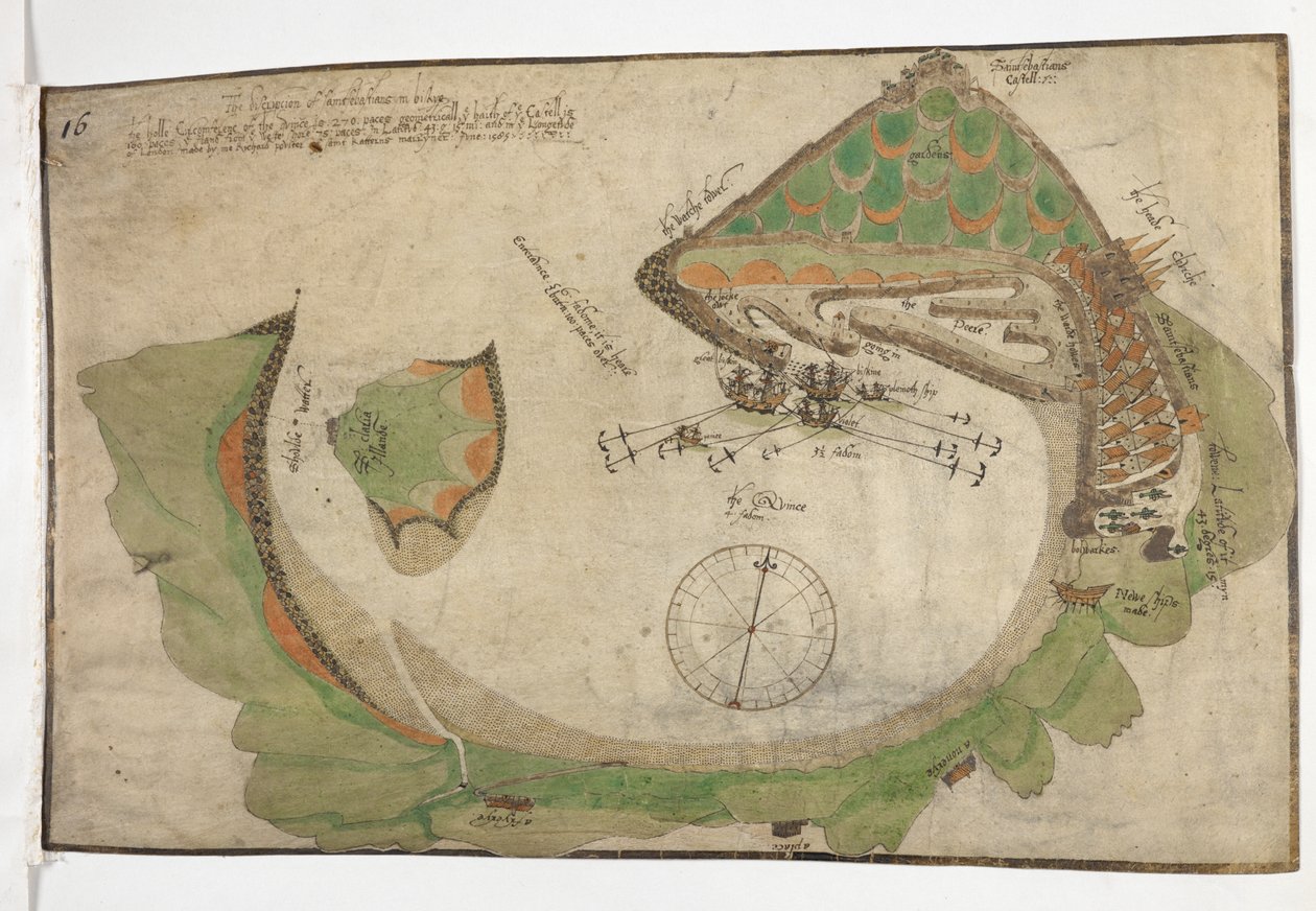 Plan over byen og havnen i San Sebastian, tegnet av Richard Poulter, juni 1585 av Unknown artist