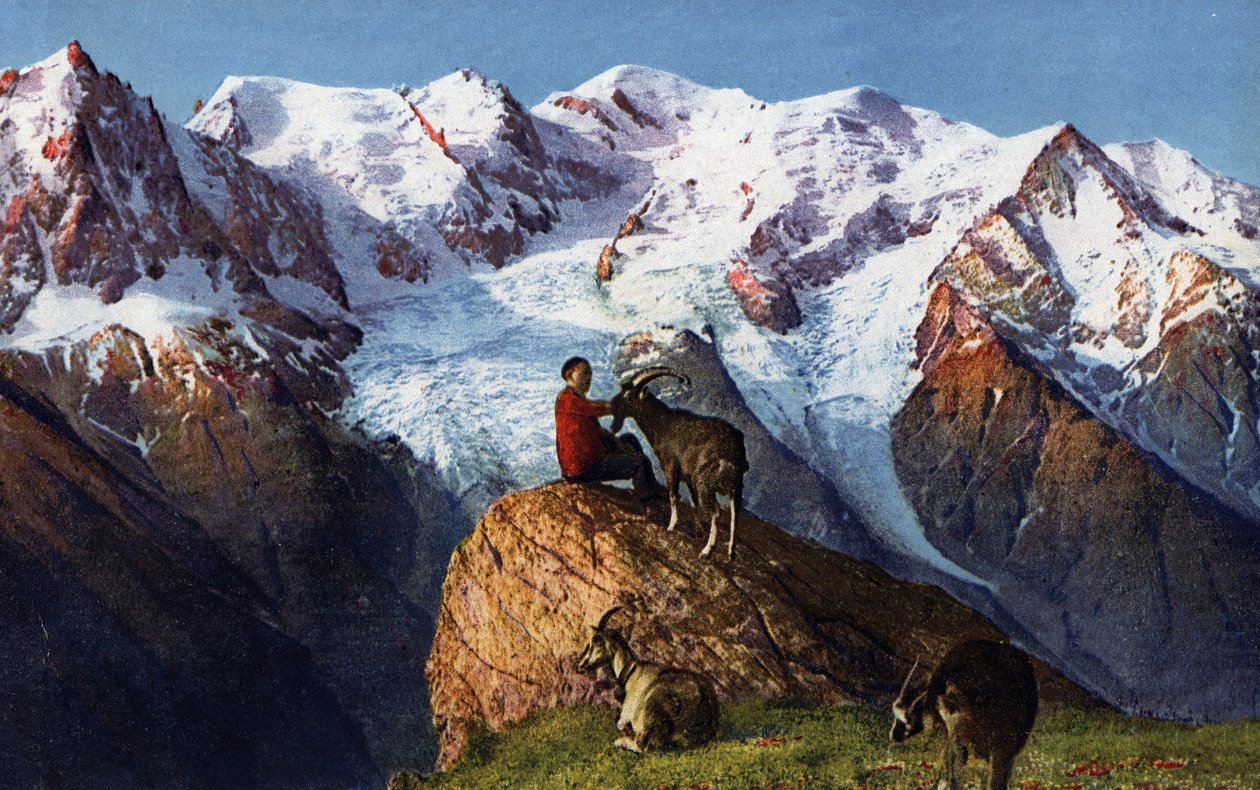 Planpraz, utsikt over Mont Blanc, Chamonix av Unknown Artist